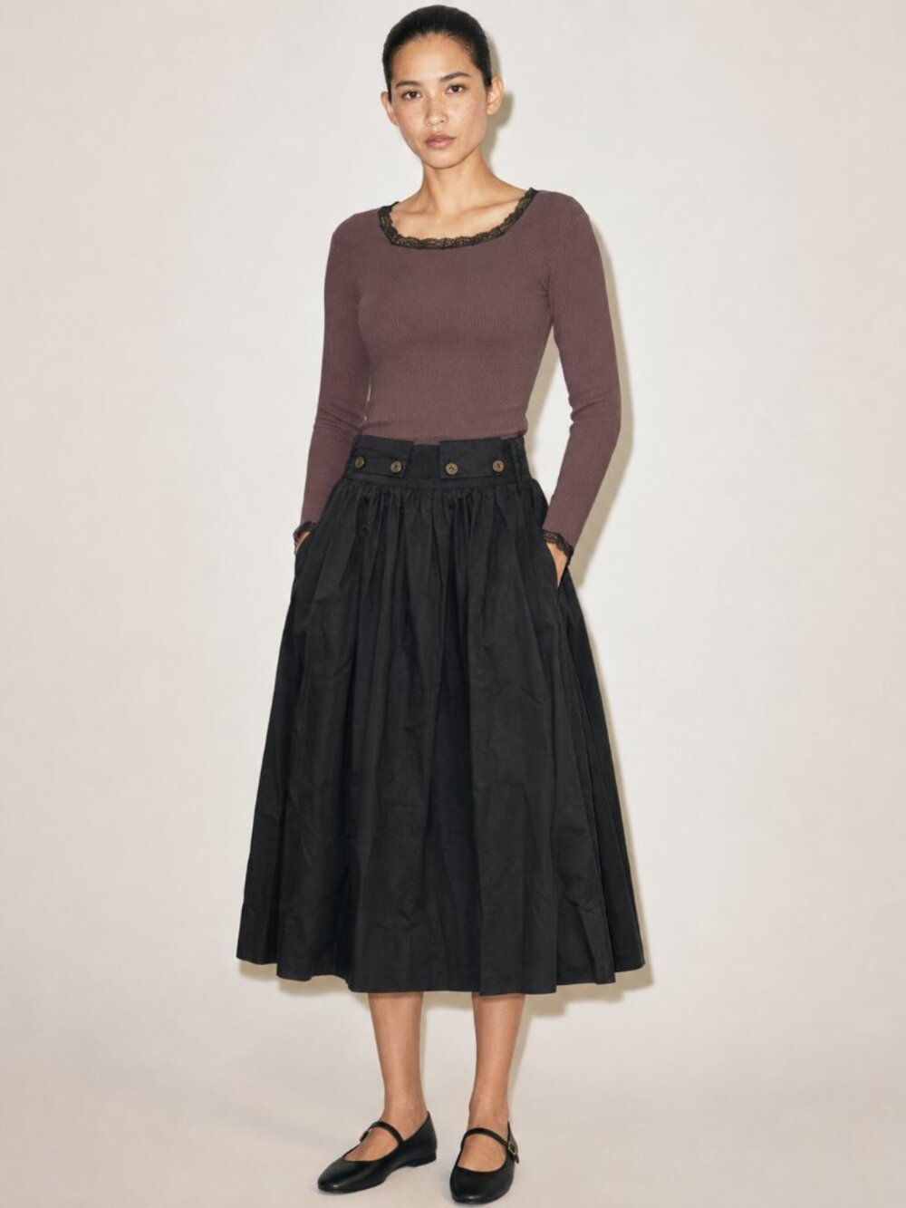Evidence black vintage 80s/90s maxi skirt SZ S